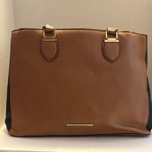 Steve Madden Brown Leather Tote with Gold Hardware